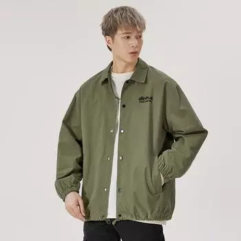 Персонализированная куртка для тренера, куртка, верхняя часть, ветрозащитная, трендовая, американская, повседневная, свободная, американская, модная, брендовая, с принтом, с длинными рукавами, мужские брюки S имбирный