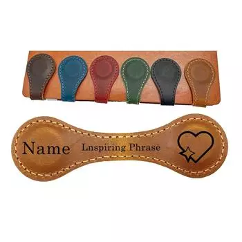 Персонализированная магнитная кожаная закладка для книг Магнитная закладка Винтажная гравировка имени инициалов Текстовая закладка-держатель One Size чёрный