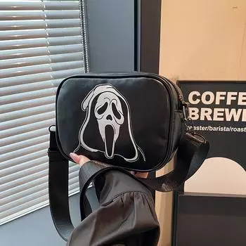 Персонализированная маленькая квадратная сумка с ретро-узором из черепа, осень 2024 года, новая корейская версия, нишевый дизайн, персонализированная популярная сумка через плечо