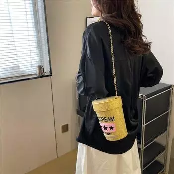 Персонализированная маленькая сумка, новая летняя версия 2024 года, сумка через плечо в стиле ретро, простая и милая женская сумка-мессенджер, сумка-ведро чёрный