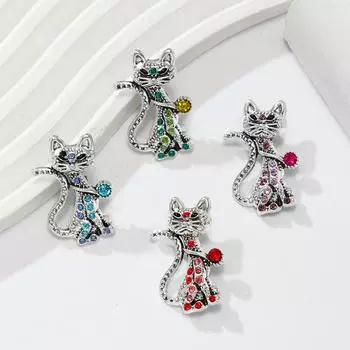 Персонализированная милая брошь в виде кошки, простая и универсальная ретро-брошь-булавка, украшение для одежды