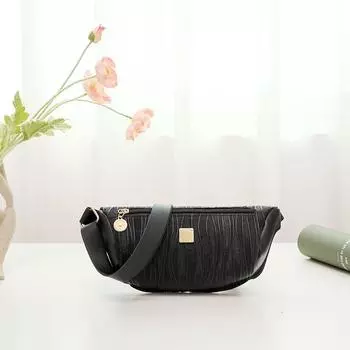 Персонализированная мини женская сумка-мессенджер на грудь, поясная сумка, женская модная плиссированная сумка с тиснением для мобильного телефона чёрный