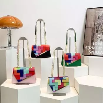 Персонализированная модная косая контрастная летняя новая модная цепочка простая ручная сумка через плечо на одно плечо маленькая квадратная сумка для женщин
