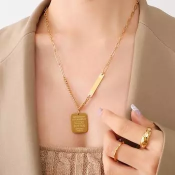 Персонализированная модная квадратная английская буква кулон цепочка на ключицу, то же самое модное ожерелье
