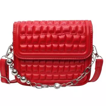 Персонализированная модная маленькая квадратная сумка с текстурой из цепочек, универсальная сумка через плечо Tide красный