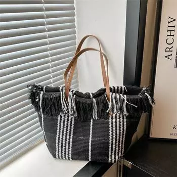 Персонализированная модная сумка на одно плечо для студентов, большая вместительная женская сумка 2024 года, новая модная корейская версия, сумка-тоут для поездок на работу чёрный