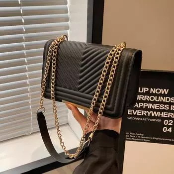 Персонализированная модная женская сумка с ромбовидной текстурой 2024 года, новая темпераментная ретро-сумка через плечо, модная маленькая квадратная сумка через плечо чёрный