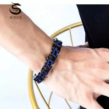 Персонализированная мотоциклетная цепь LUXY MOON, велосипедная цепь в стиле рок, браслет из нержавеющей стали 22cm золотой