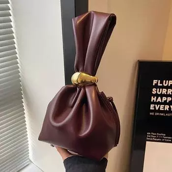 Персонализированная мягкая кожаная сумка-клатч, дизайнерская женская плиссированная мини-сумочка-ведро, темпераментная вечерняя сумка с боковой молнией чёрный