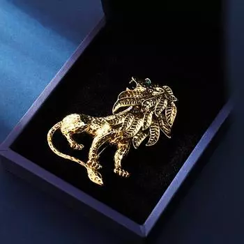 Персонализированная мужская брошь в стиле ретро с изображением животных и бриллиантами, мультяшный лев, аксессуары для пальто