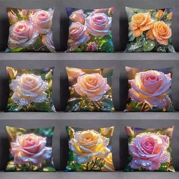 Персонализированная наволочка с изображением розы для украшения общежития, офиса, гостиной, дивана, домашней наволочки 40x40cm