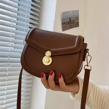 Персонализированная однотонная сумка Crossbosy с замком для женщин, новая модная сумка на одно плечо из искусственной кожи в стиле ретро, универсальная сумка под мышкой Mini(Max Length<20cm)