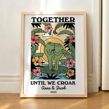 Персонализированная пара на заказ лягушка на годовщину помолвки подарок на день Святого Валентина настенная живопись холст картины постеры для гостиной домашний декор 21x30cm No Framed