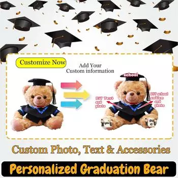 Персонализированная плюшевая игрушка-выпускной медведь кукла подарок на выпускной сезон One Size