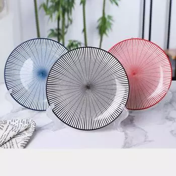 Персонализированная полосатая дисковая посуда, керамическая тарелка, тарелка для стейка, тарелка для салата, кухонные принадлежности