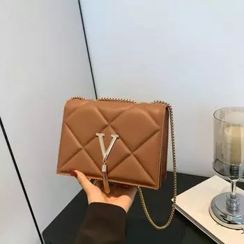 Персонализированная простая цепочка повседневная и красивая маленькая квадратная женская сумка 2024 весна и лето новая модная сумка через плечо сумка-мессенджер чёрный