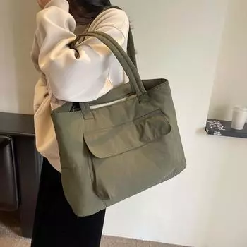 Персонализированная простая сумка через плечо, повседневная, унисекс, большая вместительная сумка-тоут, прочная, универсальная, на молнии, подмышечная сумка зелёный