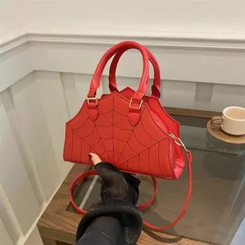 Персонализированная простая вышитая нить большой емкости сумка на плечо в иностранном стиле 2024 года, новая модная сумка-мессенджер с пауком чёрный