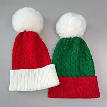 Персонализированная ретро шерстяная шапка теплая стеганая цветная вязаная шапка
