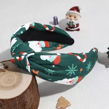 Персонализированная рождественская елка Санта-Клаус принт атласный узел ободок для волос для взрослых аксессуары для волос белый