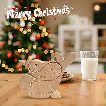 Персонализированная семейная деревянная фигурка слона, медведя, кролика, сделай сам, имя семьи, сердце, головоломка, поделка, фигурка, настольное украшение для стола, украшение