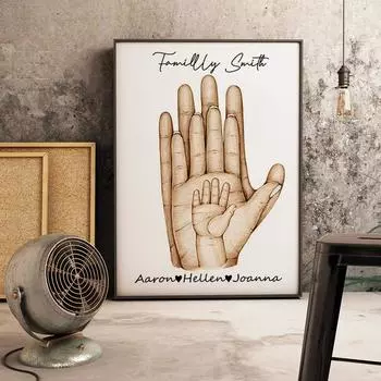 Персонализированная семейная картина на холсте на заказ, настенные художественные принты с пальмами для родителей и детей, День памяти, семейный подарок, Настенный декор, живопись 21x30cm No Frame