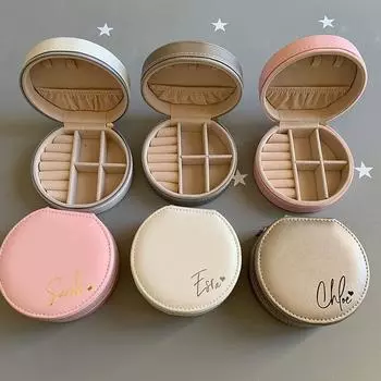 Персонализированная шкатулка для драгоценностей Подарок подружке невесты Дорожный футляр для драгоценностей Юбилей Невеста Свадебная вечеринка Подружка невесты Девичник Gold Text