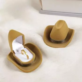 Персонализированная шкатулка для колец в стиле вестерн-ковбойской шляпы, винтажная креативная шкатулка для колец, коробки для хранения ювелирных изделий, свадебные красный