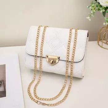 Персонализированная стильная сумка с тиснением в виде ромбов, темпераментная, простая, женская, на цепочке, кроссбоди, маленькая квадратная сумка, элегантная сумка для мобильного телефона белый