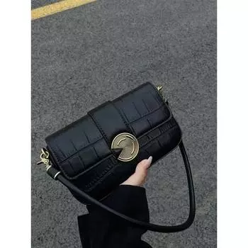 Персонализированная сумка-багет премиум-класса в стиле ретро для женщин 2024 года, новая популярная сумка под мышкой, изысканная сумка-мессенджер чёрный