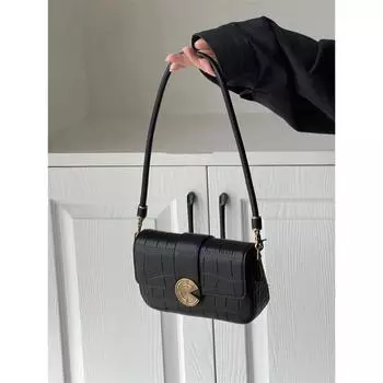 Персонализированная сумка-багет премиум-класса в стиле ретро для женщин 2024 года, новая популярная сумка под мышкой, изысканная сумка-мессенджер чёрный