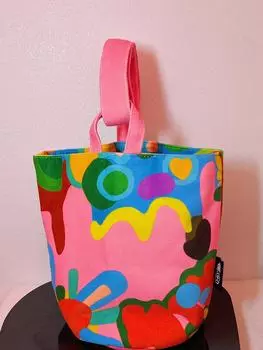 Персонализированная сумка-бенто из ткани с граффити большой вместимости, контрастный цвет, переносная сумка для ланч-бокса, ручная переноска, холщовая сумка для женщин 25*20*16 розы красного