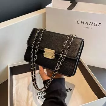 Персонализированная сумка-цепочка для женщин 2024 года, новая модная сумка-мессенджер в иностранном стиле, маленькая квадратная сумка чёрный