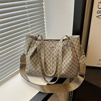 Персонализированная сумка через плечо, большая вместимость, модная и простая, новая женская сумка 2024 года, повседневная сумка в стиле ретро. серый