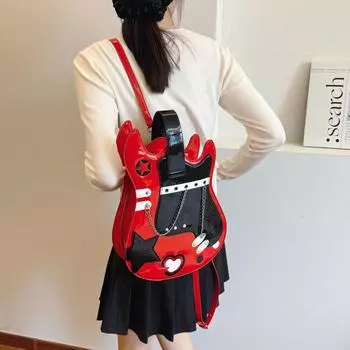 Персонализированная сумка для скрипки 2024, новый рюкзак Mori soft girl fashion rivet trend на одно плечо из искусственной кожи чёрный