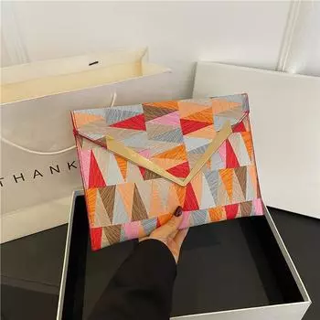 Персонализированная сумка-конверт с железным краем, женская, новинка 2024 года, летняя, повседневная, вместительная, сумка подмышкой, сумка для мобильного телефона, клатч чёрный