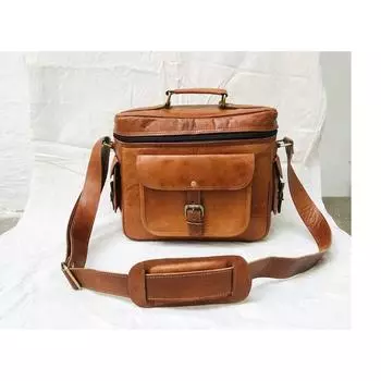 Персонализированная сумка-мессенджер для камеры, винтажная сумка через плечо для камеры, подарок для камеры унисекс, сумка для камеры для зеркальных фотокамер Nikon, Canon и Sony, дорожный футляр для камеры 14 x 10 x 4 in коричневый