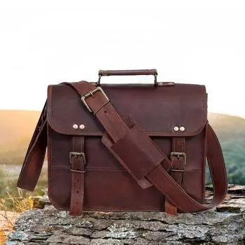 Персонализированная сумка-мессенджер из натуральной кожи, сумка для iPad, сумка через плечо для женщин, подарок для мужчин, офисная сумка, рабочая сумка-сэтчел в деревенском стиле 10 x 13 x 4 in