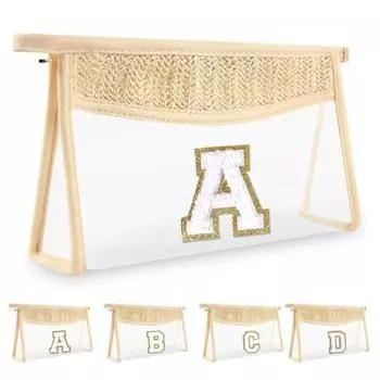 Персонализированная сумка с буквенным принтом, прозрачная косметичка большой емкости, портативная пляжная дорожная косметичка с застежкой-молнией E