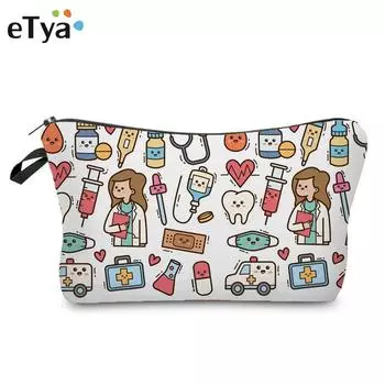 Персонализированная сумка с цветочным принтом для медсестер, сменная карточка для наушников, держатель для канцелярских принадлежностей, водонепроницаемая косметичка, уличная дорожная сумка