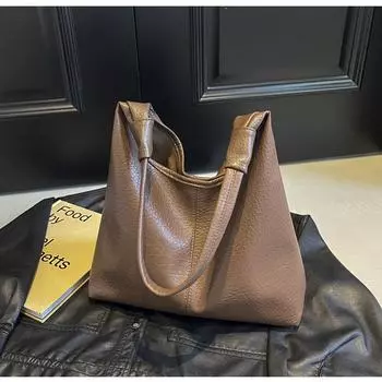 Персонализированная сумка-тоут для поездок на работу, повседневная сумка с мягкой поверхностью, большая вместимость, женская, 2024, новая модная универсальная сумка через плечо чёрный