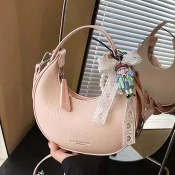 Персонализированная сумка в стиле ретро Crescent Moon, женская сумка Tide через плечо, сумка через плечо с диагональной застежкой-молнией no pendant розовый