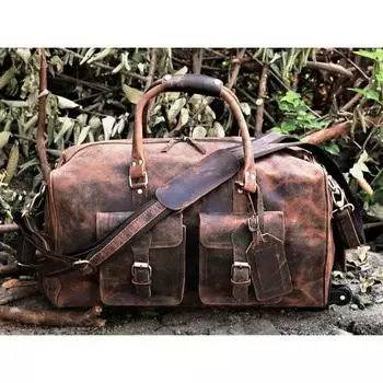 Персонализированная сумка Weekender с верхним зерном ручной работы в стиле ретро — Дорожная спортивная сумка на колесиках — Коричневая вещевая сумка на колесиках 21 дюйм — Кожаная сумка на колесиках 21 x 11 x 10 in коричневый