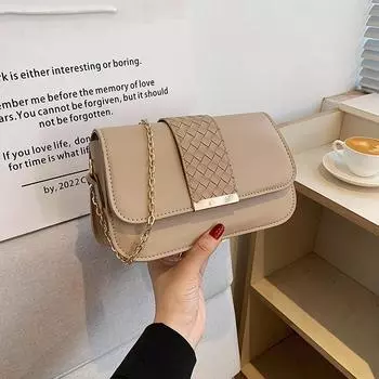 Персонализированная трендовая плетеная сумка-подмышка с цепочкой 2024 года, новая корейская версия, модная и простая одноплечевая косая сумка небольшого размера белый