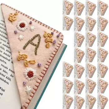 Персонализированная угловая закладка с ручной вышивкой, милые закладки с вышивкой цветочных букв для любителей книг One Size