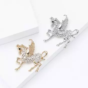 Персонализированная универсальная брошь Пегас из сплава со стразами, атмосферная мода, мужской и женский костюм, пальто, корсаж, ювелирные изделия, булавка