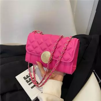 Персонализированная универсальная сумка для поездок на работу, маленькая квадратная сумка с цепочкой из бриллиантов, сумка через плечо, летняя новая женская сумка 2024 года, сумка-мессенджер чёрный