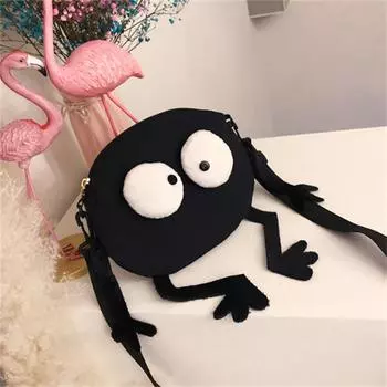 Персонализированная забавная холщовая маленькая сумка, новый стиль, студенческая маленькая круглая сумка через плечо для девочек, маленькая круглая сумка через плечо чёрный