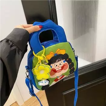 Персонализированная забавная иллюстрация, дизайн нишевой сумки, композитная ткань, маленькая квадратная сумка, граффити, милая девушка, сумка через плечо, сумка через плечо with pendant.