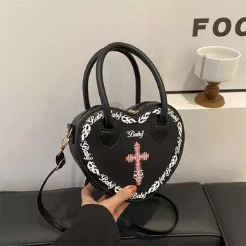 Персонализированная женская сумка в стиле панк с заклепками, новинка 2024 года, сумка-коробка в форме сердца, сумка через плечо, сумка-мессенджер, женская сумка красный
